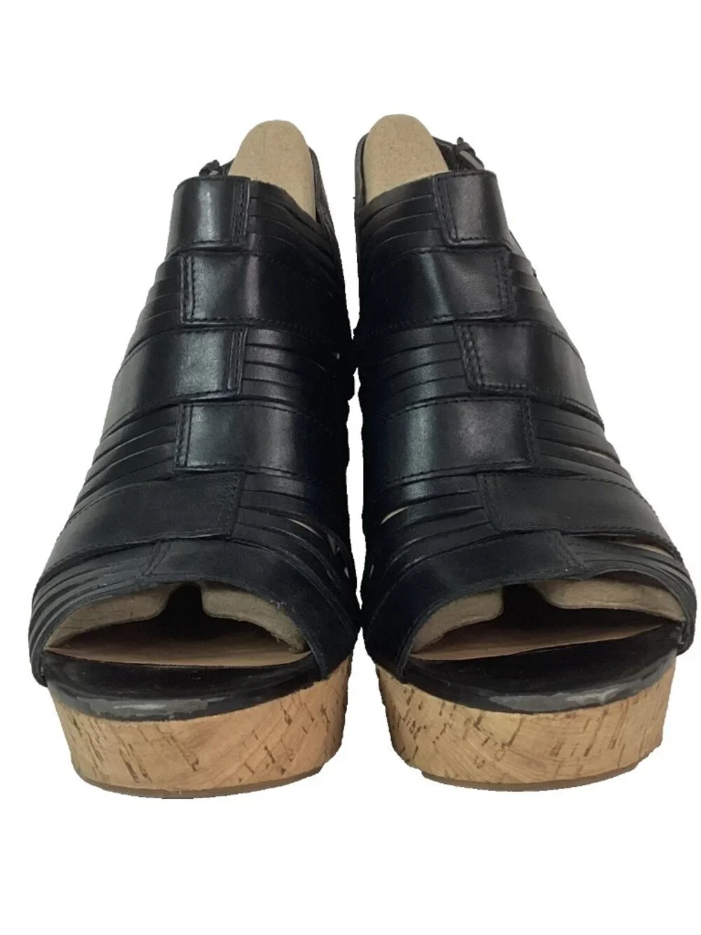 Franco Sarto Sharp Women's Sz 7.5 Black Leather Espadrilles 3.75